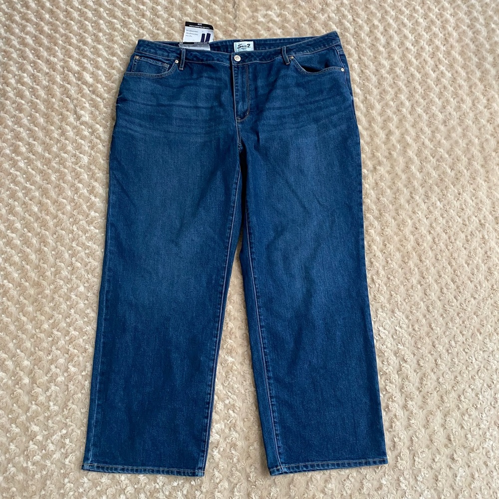 New Women 20W Seven7 Featherweight Release Hem Crop Wide Leg Jeans,dark wash